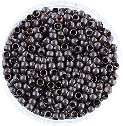 500Pcs 3.0mm Nano Ring Lined Beads for Nano Ring Tipped Hair Extensions (Dark Brown)