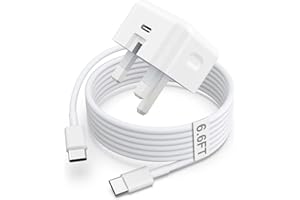 MTAKYI USB C Plug and Cable for iPad Mini 6/Air/iPad Pro 20W USB C Fast Charger With 2M Type C to C Cable for iPad Pro 12.9"/11" 2018 to 2022, iPad Air 5/4th, iPad 10th,Samsung,Pixel UK Wall PD Power Adapter