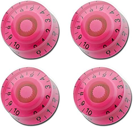 Choice of Colours - Set of 4 Electric Guitar Volume / Tone Speed Knobs to Fit Most Guitars (Pink with Black Digits)