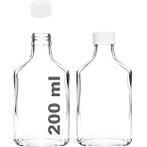 Afracam 200 ml Yassı Şeffaf Cold Brew Şişesi Plastik Beyaz Kapaklı 200 cc Soğuk Kahve Cam Şişe 2 Adet