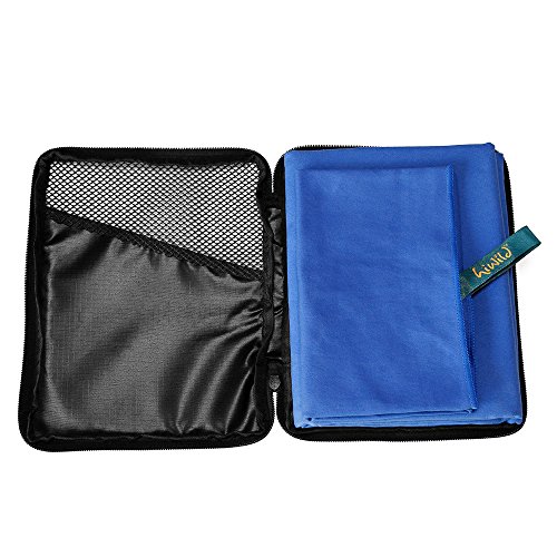 Mikrofaser Handtücher,HiWild leichtes, schnell trocknendes, saugfähiges Mikrofaser Handtuch für Reisen und Sport. Leichtes Tuch für den Strand, Fitnessraum, beim Camping, Schwimmen, Yoga (mit kostenlosem kleineren Handtuch) - 2