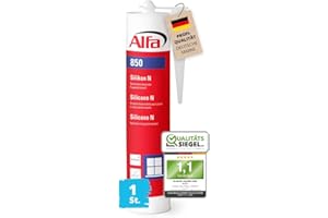 1x Alfa Silikon Transparent Bausilikon zum Kleben und Abdichten Fugendichtstoff UV- und witterungsbeständiger Qualitäts-Dichtstoff