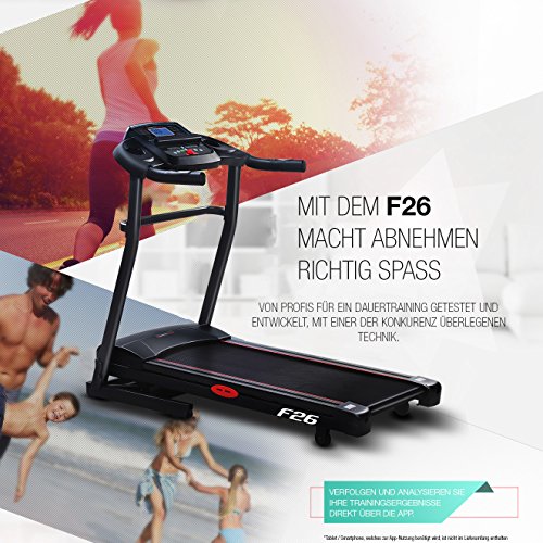 Sportstech F26 Profi Laufband mit Smartphone App Steuerung Pulsgurt im Wert von 39,90 € inklusive – MP3 AUX Bluetooth 4 PS 16 km/h HRC Training – kompakt klappbar verstaubar - 7