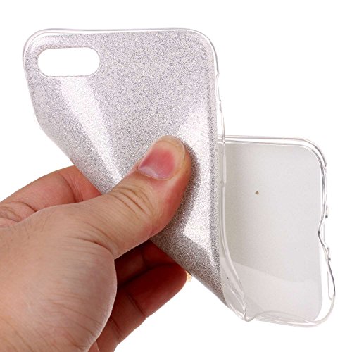 Für iPhone 7 Handyhülle,Zcro Glitzer Silikon Glitter Case Stoßfest Kratzfeste TPU Schutzhülle Schale Handytasche Hülle für iPhone 7 4.7 Zoll mit Frei Displayschutz (Silber) - 5