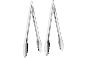 Coideal cuisine pinces pour cuisine Grill & BBQ, 2 Pack grand épaississement verrouillage en acier inoxydable pinces pour griller et barbecue (argent, 12 pouces)