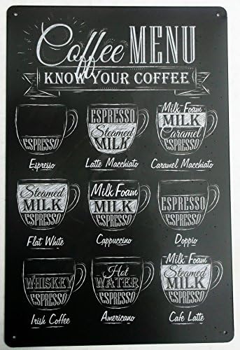 Buy COFFEE MENU TIN METAL PLATE SIGN 20 X 30 CM