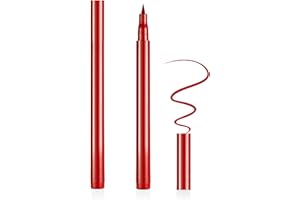 Aomig 24h-Wasserfester Eyeliner Präziser Veganer Eyeliner Flissig mit Langzeit-Halt Smudge-Proof Formel Eye-liner Sanfte Kajalstifte empfindliche Augen perfekt für Täglich Maskenbildner (Rot, 1.6g)