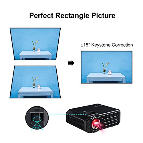 Proiettore HD, Artlii Videoproiettore LED 3500 Lumen Portatile Multimedia Home Theater con TV/AV/VGA/USB/HDMI Supporto TV Laptop Android iPad Smartphone Android