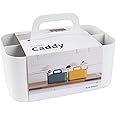 BLUE GINKGO Stackable Organizer Caddy – Korean-Made Portable Tote for Bathroom, Office, Crafts, or School Supplies (Rectangle, White)