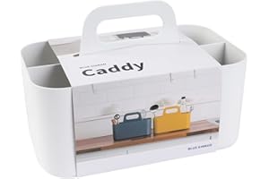 BLUE GINKGO Stapelbarer Organizer-Caddy – Tragbare Aufbewahrung aus Korea für Bad, Büro, Bastel- oder Schulbedarf (Rechteckig, Weiß)