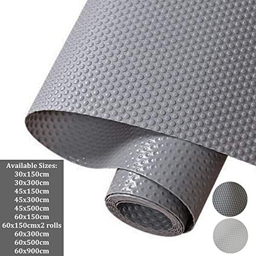 Hersvin 30x150cm Alfombra Antideslizante de EVA para Cajon, No Adhesivo, Impermeable Antibacteriano Proteger Estantes, Cocina Gabinete, Refrigerador, Mesas (Gris/Puntos,30X150cm)