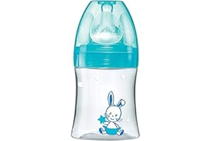 DODIE Anti-Kolik-Flasche mit runder Brustwarze, 150 ml, 0-6 Monate, runder Schnuller, 3 Geschwindigkeiten, Flow 1, Blau