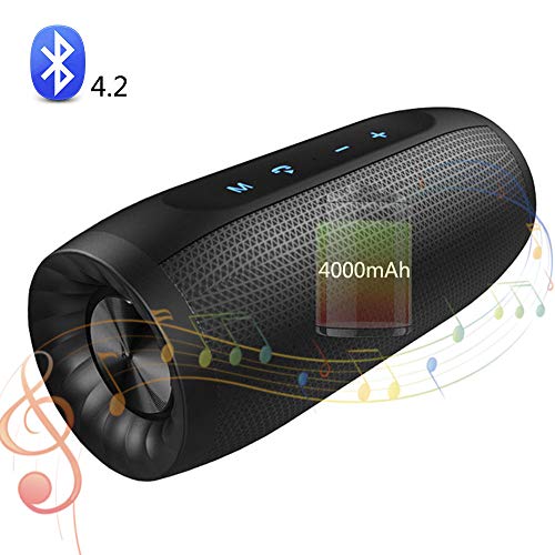 Preisvergleich Produktbild SHENGY Kleiner tragbarer Lautsprecher, wasserdichter Bluetooth-Musik-Player, Stereoanlage, 4000-mAh-Akku mit hoher Kapazität, TF-Karte, USB-Aufladung, AUX,Black