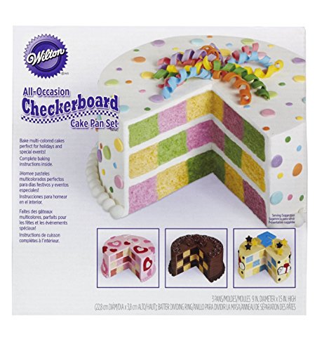 Wilton 2105-9961 Checkerboard Round Cake Set Backform, Aluminium, silber, 5 x 24 x 24 cm, 4 Einheiten - 3