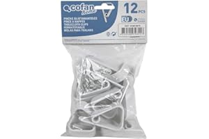 Cofan Pack de 12 Pinzas para sujetar manteles | Fabricadas en plástico blanco | Clips sujetamanteles flexibles y resistentes