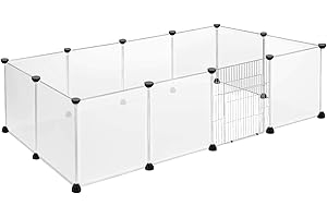 TRMLBE Recinto per Conigli 12 Pezzi di Recinzione per Piccoli Animali in Plastica Interno Esterno per Conigli Box per Cuccioli per Criceti Leoni Recinto con porta - 145x75x48cm