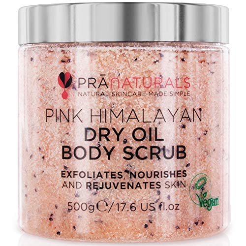 Scrub corpo al Sale dell'Himalaya PraNaturals 500 g, Ricco di minerali naturali e vitamine nutrienti, Elimina le cellule morte e ringiovanisce la pelle, Ideale per tutti i tipi di pelle