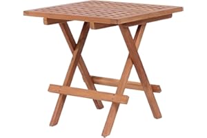 MR. DEKO® Devon Table d'appoint rectangulaire en bois de teck - 50 x 50 x 51 cm (l x p x h) - Table pliante stable pour balcon, terrasse, jardin d'hiver, jardin