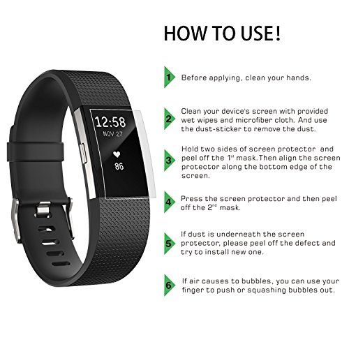 Fitbit Charge 2 protector de pantalla 6-Pack Yoozon Claro PET HD pantalla invisible protecci n sin pelar cobertura completa burbuja gratis para Fitbit Charge 2 Garant a de por vida reviews Fitbit Charge 2 protector de pantalla 6-Pack Yoozon Claro PET HD pantalla invisible protecci n sin pelar cobertura completa burbuja gratis para Fitbit Charge 2 Garant a de por vida
