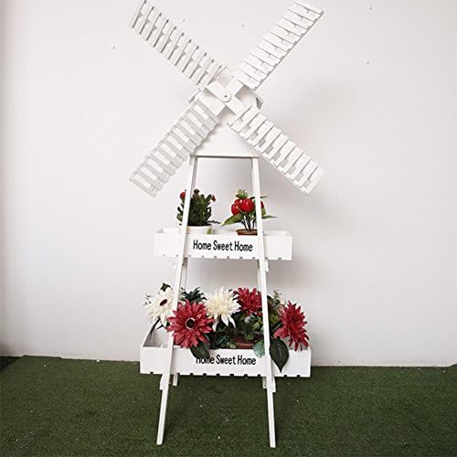 Windmill flower racks/art,[rural],solid wood,rotating windmill flower racks/floor layer showy-B