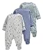 Mamas & Papas Baby-Boys Mamas And Papas 3 Pack Bear All In One Long Sleeve Set of 3 Footies, Green, 3-6 Months