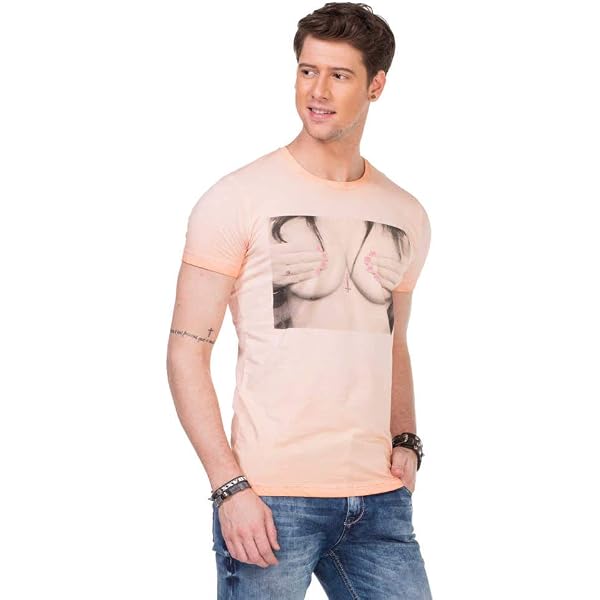 Cipo & Baxx Herren T-Shirt Kurzarm – Baumwolle-Mix Mit Print, Bequeme Passform, Rundhals, Perfekt Für Freizeit & Sport