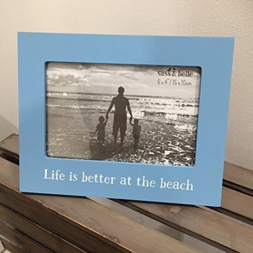 GLOSSY BLUE PHOTO FRAME - LIFE IS BETTER AT THE BEACH
