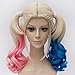 EDAY 45cm Suicide Squad Harley Quinn Cosplay Wig Lolita Curly Pigtail Hair, Pink + Blue