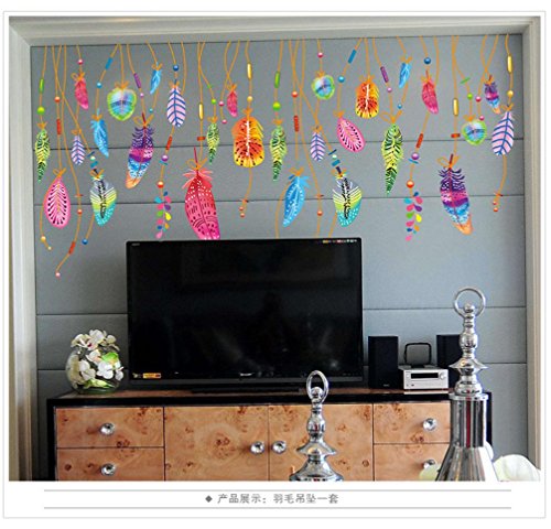 Saingace Feder-Wand-Aufkleber Klassischer Traumfänger-Sofa-Kunst-Abziehbild-Wandmalerei-glücklicher Raum-Dekor Wandaufkleber Wandtattoo Wandsticker - 2