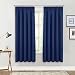 PONYDANCE Blackout Window Curtains for Kitchen Super Soft Solid Room Darkening Thermal Insulated Light Blocking Drapery Top Tape Pencil Pleat Curtain Drapes, 2 Panels, W 46 x L 72 Inch, Navy Blue