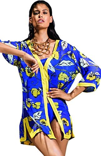 David Solution Beach Camisole in Bold Print with Sunshine Yellow Trim