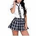 Price comparison product image iiniim Womens School Girl Outfits Fancy Dress Cosplay Costumes Mini Dress White & Navy Blue XXX-Large