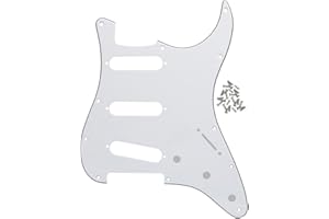IKN Placca per battipenna per chitarra elettrica Strat Style SSS a 11 fori per parafango USA/messicano Stratocaster standard, stile moderno, chitarra elettrica, 3 strati bianco/nero/bianco