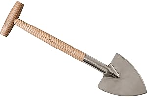 Kent & Stowe Stainless Steel Perennial Spade, Pointed Head Garden Spade for Easy Slicing Through Roots, All Year Round Garden Tools Made from Stainless Steel and Ash Wood