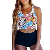 MRURIC☀ Bikini Damen Set Frauen hohe Taille Bikinis Bademode Badeanzug weibliche Retro Beachwear sexy Badebekleidung Strandkleidung Beachwear Schwimmbekleidung Badeshorts Bikinihose