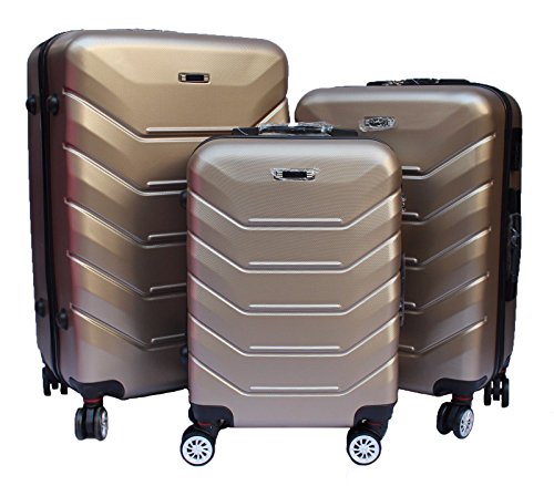 CONJUNTO DE 3 CAJAS DE ABS R&Iacute;GIDAS + POLICARBONATO CON 8 RUEDAS ALKA TRAVEL '(DORADO)