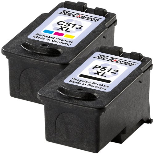 PlatinumSerie® Set 2x Tinten-Patrone für Canon PG-512XL & CL-513XL IP2700 MP230 MP240 MP250 MP260 MP270 MP280 - 2