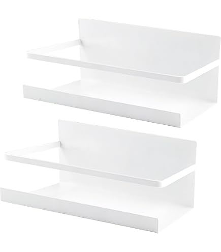 Magnetisches Gewürzregal Für Kühlschrank – 2 Stück, Weiß, Trägt Bis 5,4 Kg, Mit Erhöhten Kanten