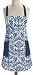 Produktbild Swallowuk Damen Schürze Blumen Druck Grillschürze Küchenschürze mit Taschen für Töchter Frau Kochen Küchen Gardening Backen (Blau)