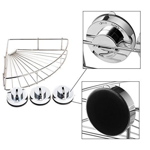 Preisvergleich Produktbild Nopea Edelstahlregal Aufbewahrungskorb Küchenspeicher mit Saugnapf Rostbeständige Rechteckige Duschkorb Organisator Badzimmer Duschen Aufbewahrungskorb