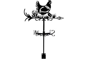 SUPERDANT Wetterhahn Henne Gras Metall Wetterfahne Tiere Schmiedeeisen Weather Vane Dach Garten Wetterfahnen Richtungsschild Outdoor Bauernhaus Dekoration Hohler Windrichtungsanzeiger