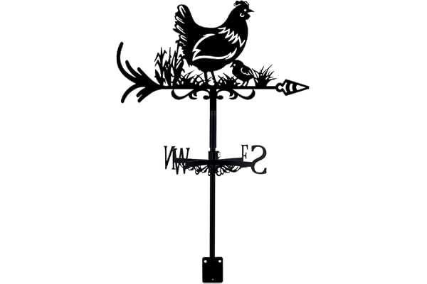SUPERDANT Poule Herbe Métal Girouette Animaux Fer Forgé Girouette de Jardin Exterieur Jardin Direction Signe Extérieur Ferme Girouettes en Métal Décoration Creux Vent Direction Indicateur