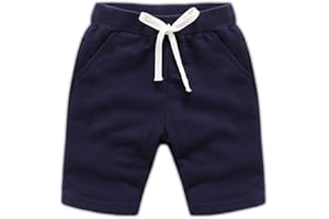 Machbaby Jungen und Mädchen Sommer Elastisch Taille Baumwolle Sport Kurze Hose Einfarbige Shorts mit Gummizug