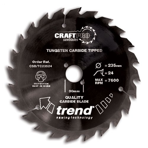 TREND CSB/TC23524 CRAFT SAW BLADE NS 235MMX24TX30MM 