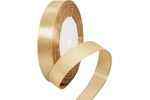 HONGCI 22m Nastro Champagne Gold 15mm,Nastro Raso Nastrino Bordeaux Nastri Regalo Nastro Satin,Fiocco Nastro per Pacchi Regalo,Artigianato,Bomboniere,Bouquet,Natale,Feste di Compleanno Matrimoni Decorazioni