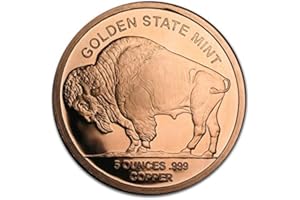 PRECIOUS & VALUABLE METALS / Fantástica"redonda" de cobre puro (Ø: 64mm) de 5 onzas ((140 a 145 gramos), con grandes símbolos americanos bellamente acuñados (JEFE INDIO & BUFFALO)