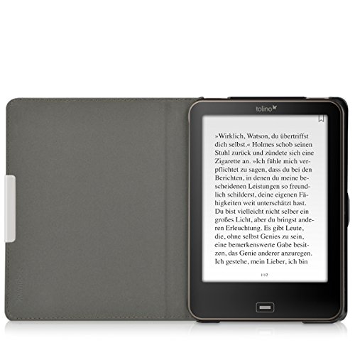 kwmobile Hülle für Tolino Vision 1 / 2 / 3 / 4 HD – Flipcover Case eReader Schutzhülle – Bookstyle Klapphülle Ranken Schmetterling Design Dunkelblau - 8