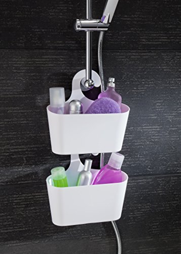 2er-Set stabiler Aufbewahrungskorb Universal-Hängekorb bestehend aus 2 Duschkörben mit Haken zum Hängen für Bad, Dusche, Küche, Keller, WC, Garage etc. Duschkorb in Blau - 2