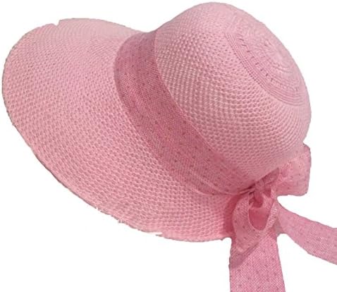 WANGLIMEI Sunscreen Knitting Outdoor Shade Beach Big Hat,Pink