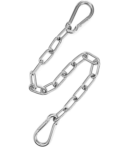 2 Catene A Maglie In Acciaio Inox Da 4mm – Lunghezza 60 Cm, Con Ganci A Moschettone M5, Per Altalene, Poltrone Sospese, Illuminazione (Capacità 250 Kg) - 3